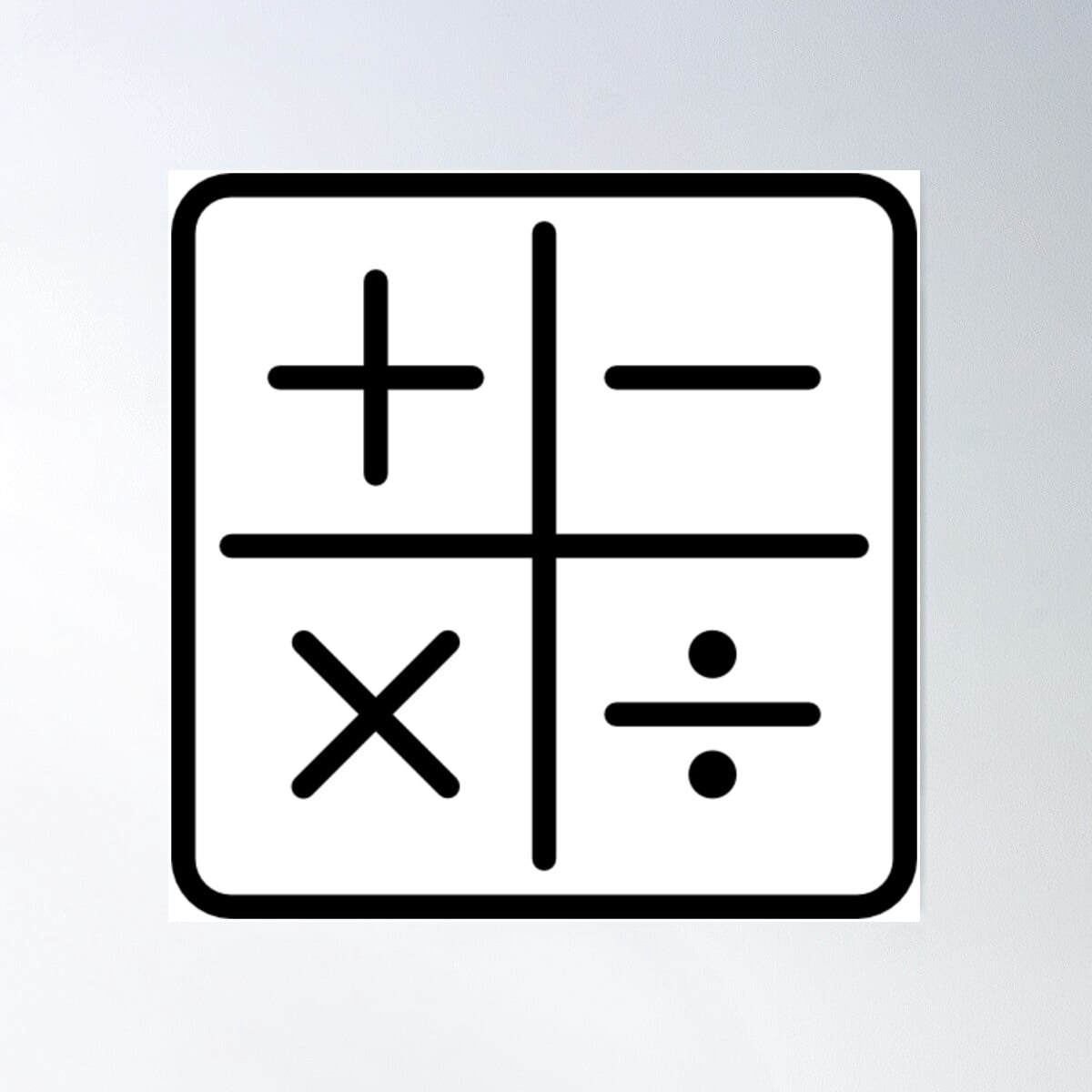 Math Symbols Unite: Plus, Minus, Divide & Multiply Poster Wall Art ...
