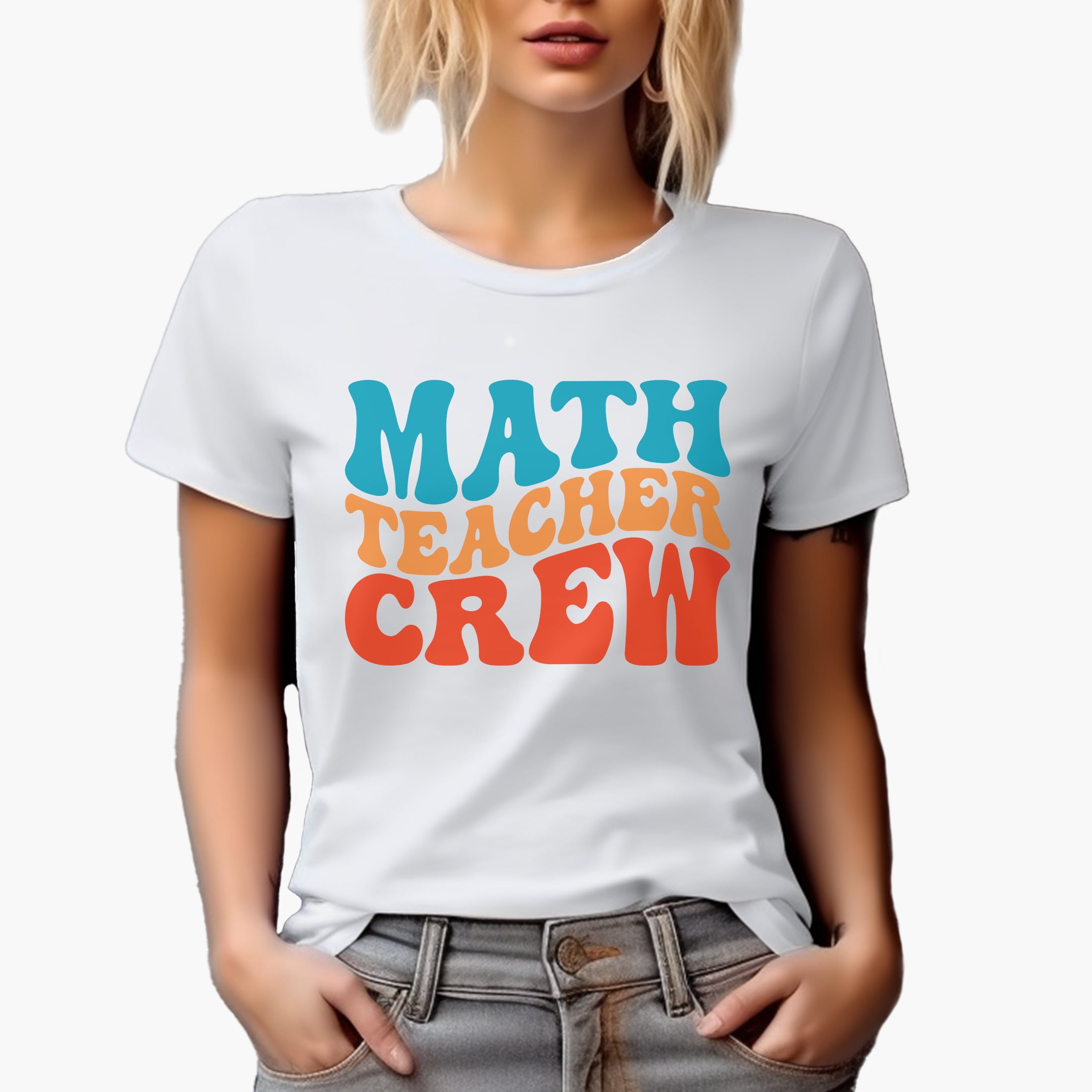 Math Teacher Crew, Mathematics Teachers Themed, Groovy Retro Wavy Text ...