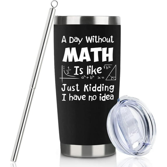 Math Teacher Gift 20oz Black Math Travel Tumbler Gifts For Teacher Women Men From Student Graduation Appreciation Presents Math Classroom Decorations For Teachers Cup Gift Set With Lid Straw