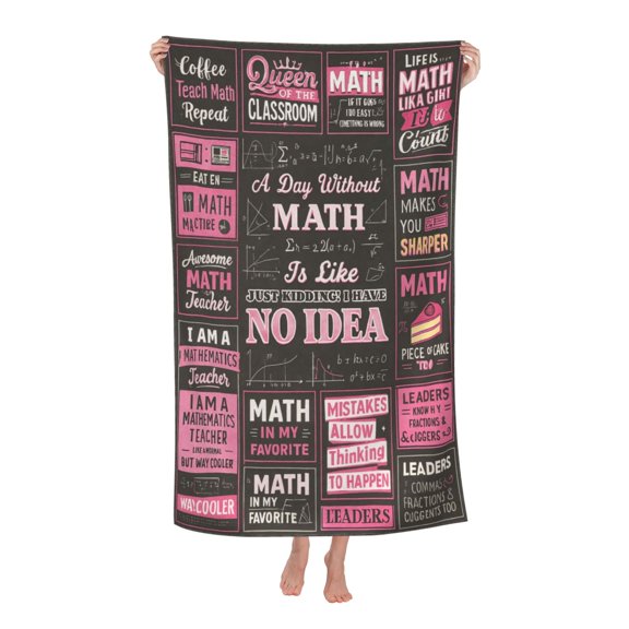 Math Teacher Gift, Math Gifts, Teacher Appreciation Gifts, Graduation Bath Towel Soft and Highly Absorbent for Adults