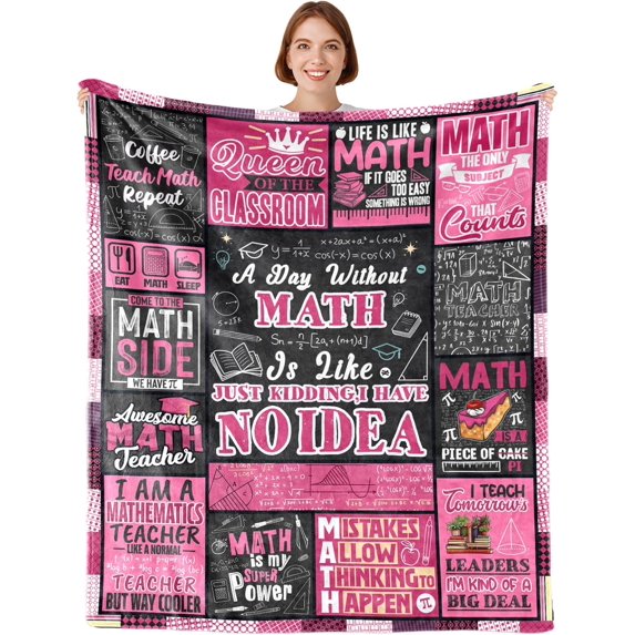 Math Teacher Gift, Math Gifts Throw Blankets 60"x 50", Math Teacher Appreciation Gifts, Retirement Gift for Math Teacher, Math Lovers Birthday Gifts, Math Blankets for Math Teacher