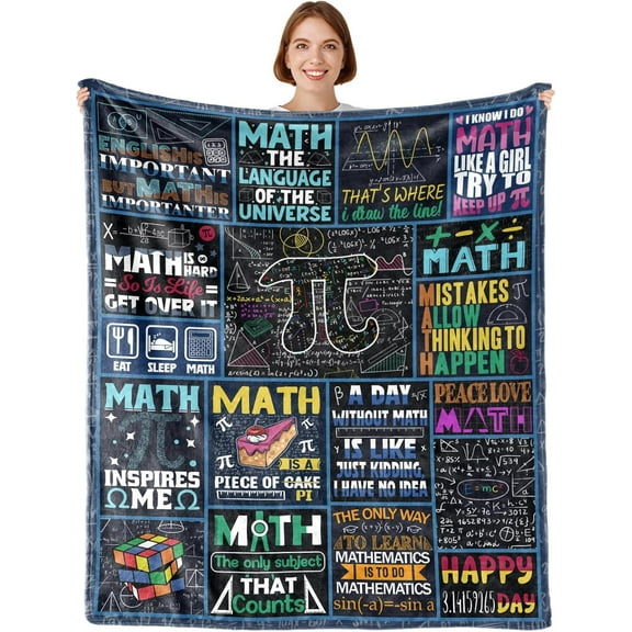 Math Teacher Gift, Math Gifts Throw Blankets 60"x 50", Math Teacher Appreciation Gifts, Retirement Gift for Math Teacher, Math Lovers Birthday Gifts, Math Blankets for Math Teacher