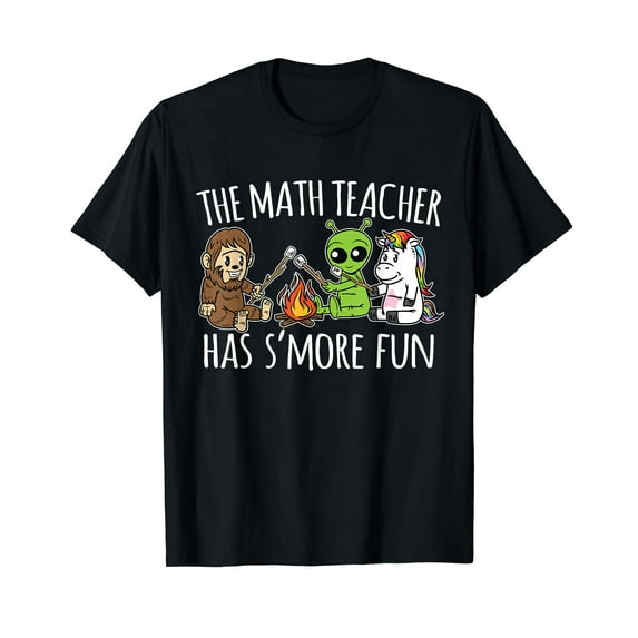 Math Teacher Has S'more Fun Team Gifts Black T-Shirt Crew Neck Tee