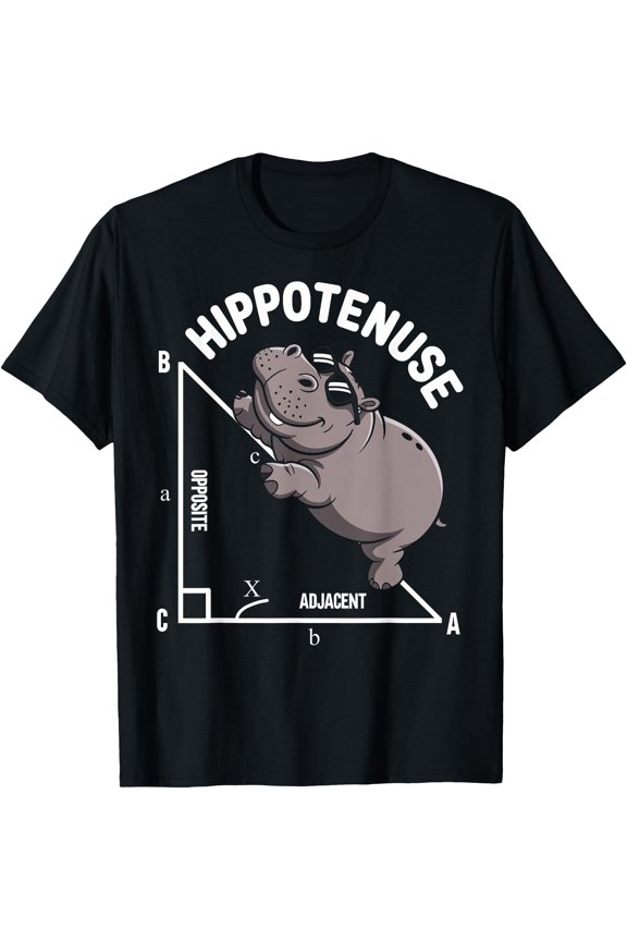 Math Teacher Joke Humor Tee Geometry Hippotenuse Funny Hippo T-Shirt