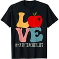 thumbnail image 1 of Math Teacher Love Apple Groovy Retro Cute Back To School T-Shirt, 1 of 4