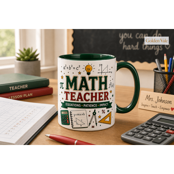 Math Teacher Mug, Equations Patience Impact Coffee Cup Gift for Educators