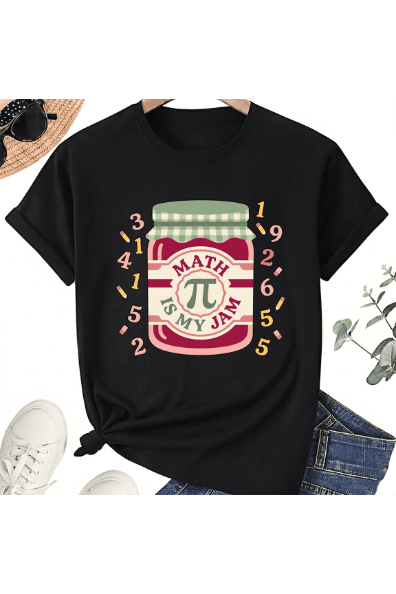 Math Teacher T-Shirt, Math Jam Number Jar Graphic, Unisex 100% Cotton Short Sleeve Tee