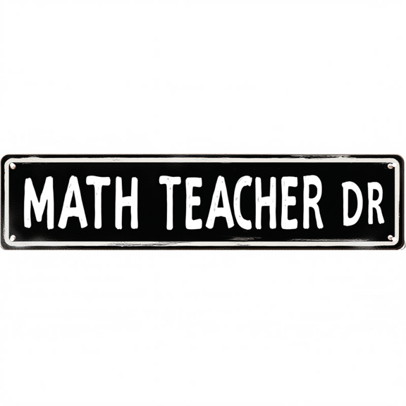 Math Teacher Tin Sign 16x4 Inch Math Teacher DR Design - Great for School, Home, Outdoor Educational Decor