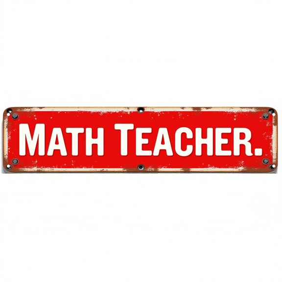 Math Teacher Tin Sign 16x4 Inch Math Teacher Design - Great for Classroom, Office, Outdoor Professional Decor
