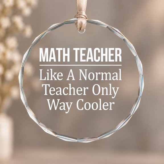 Math Teacher Way Cooler Theme Ornament, Hanging Decor, Circle Glass Ornament