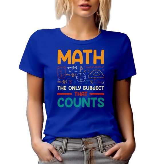 Math, The Only Subject That Counts, Funny Mathematics Pun Quote, Royal Blue T-Shirt, 3XL