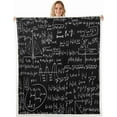 thumbnail image 1 of Math Theme Fleece Mathematical Formula Throw Blanket Stripe Numbers Sherpa Blanket for Couch Bed Sofa Black White Fuzzy Room Decor Plush Twin 60"x80", 1 of 8