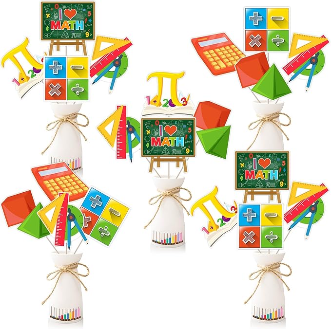 Math Centerpiece Math Theme Party Decorations - 24PCS Colorful Centerpiece Sticks ...