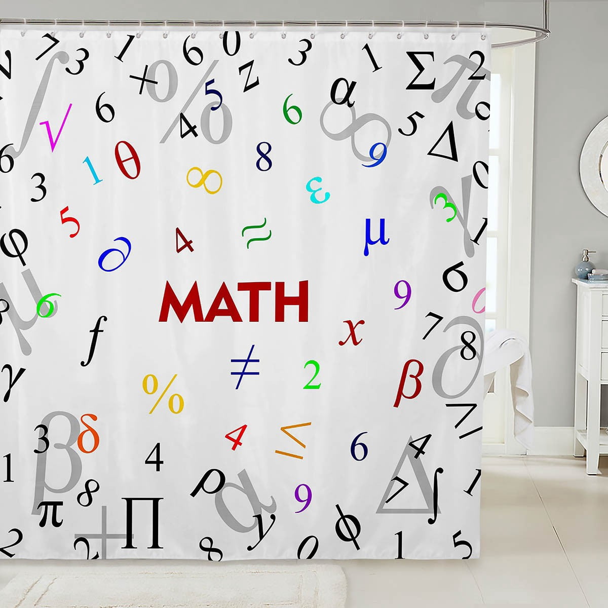Math Theme Shower Curtain Math Equation Curtains for Boys Girls Math ...