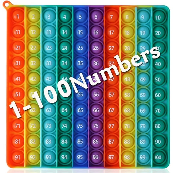 Math Toys with Numbers, Rainbow Square Toy ,100 bubbles Learning Tool for Teachers to Create Kinds of Math Manipulatives【with 1-100 Numbers Tables】