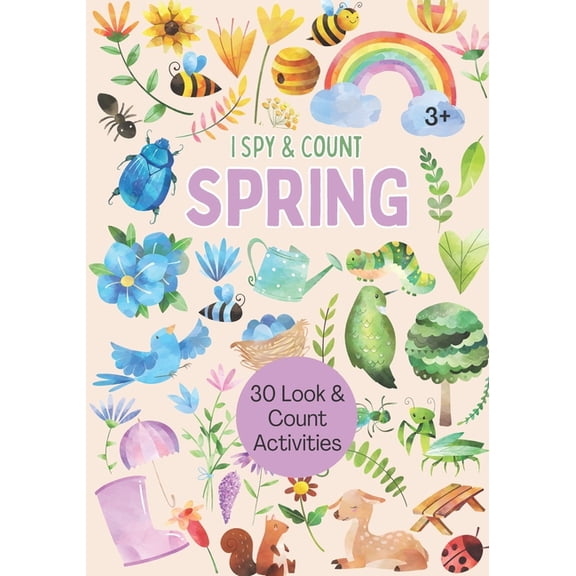 Math Workbooks I Spy & Count: Spring: Look and Count Activity Book for Kids, Spring Ispy Interactive Book, (Paperback)
