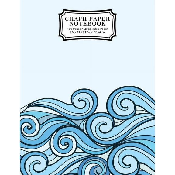 Math and Science Notebooks Graph Paper Notebook: Blue Waves Drawing Grid Paper Composition Notebook, Graphing Paper, Quad Ruled, Book 3, (Paperback)