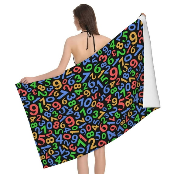 colorful Math Print Bath Towel, Highly Absorbent towels for bathroom Quick Drying Microfiber Bath Towels for Body, Soft Shower Towels for Sport, Yoga, SPA, Gym 27x55in