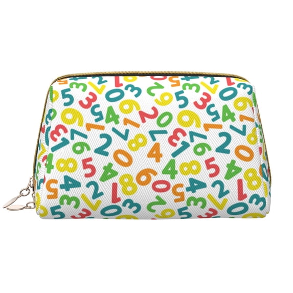 Math colorful pattern A Makeup Bag, Large Capacity Travel Cosmetic Bag for Women Girls- Travel Toiletry Bag Leather Portable Waterproof Makeup Case Organizer with Handle