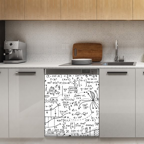 Math education pattern with handwritten Dishwasher Magnet Cover Decorative Sticker for Home Cabinet Kitchen 23" x26"