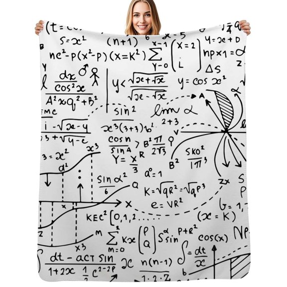 Math education pattern with handwritten Flannel Blanket Warm Soft Bedding Throws Winter Camping Chair Sofa Bed