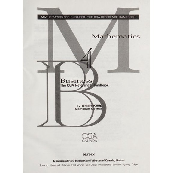 Pre-Owned Math for Business - CGA Ref. 9780039229603 Used