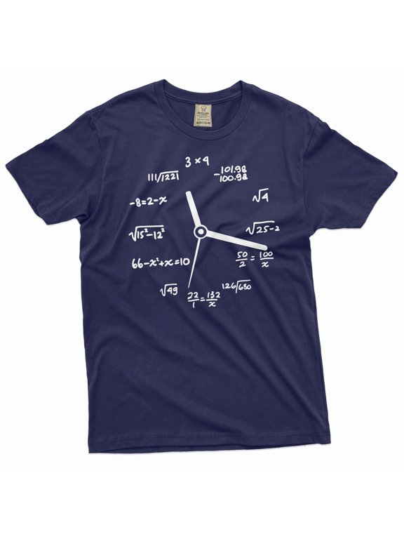 Math mathematics Clock T-shirt geek science math school clock gift for son daughter high school tee (Small Navy Blue)
