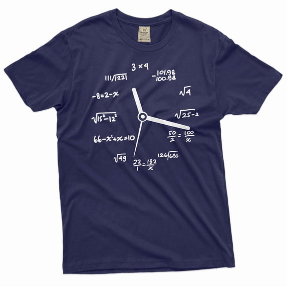 Math mathematics Clock T-shirt geek science math school clock gift for son daughter high school tee (X-Large Navy Blue)