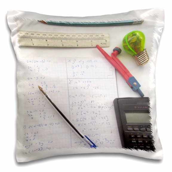 3dRose, Math photography - mathematics equations calculator - for maths nerd teacher geek tutor student, 16x16 inch Pillow Case