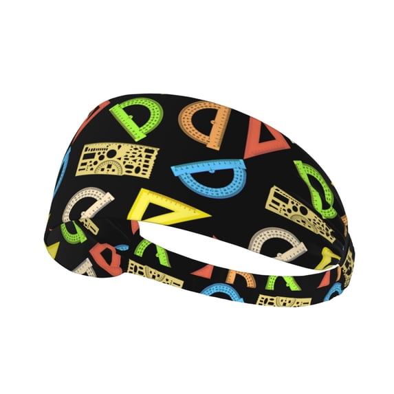 Math ruler colorful Print Headbands for Women Men, Workout Elastic Sweat Band for Yoga Running Cycling Gym Exercise Non Slip Head Bands for Women's Hair