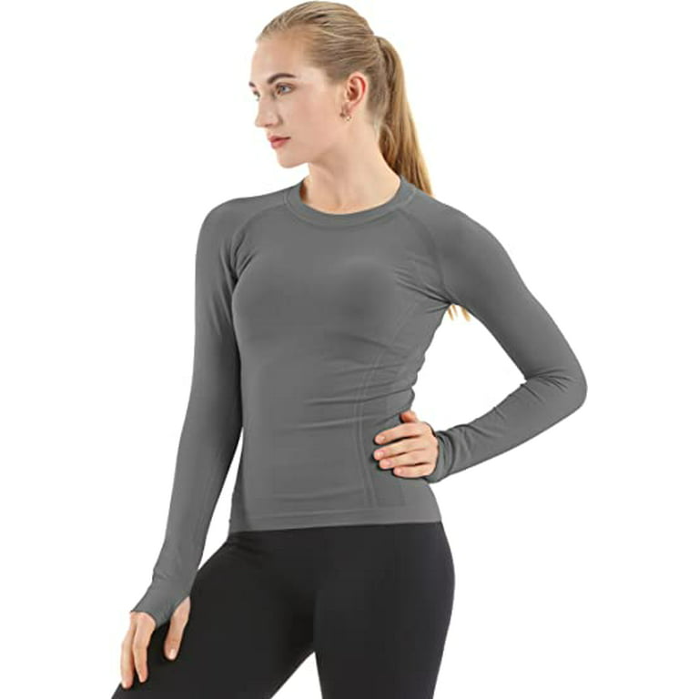 GetUSCart- CRZ YOGA Women's Seamless Athletic Long Sleeves Sports Running  Shirt Breathable Gym Workout Top Misty Merlot-Slim Fit X-Large