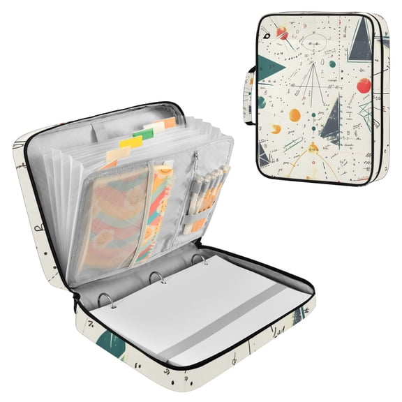 Mathematic and Geometric Shapes with Formulas Accordion File Organizer Expanding File Folder 3-Ring Binder Bag 500 Sheets A4 Size