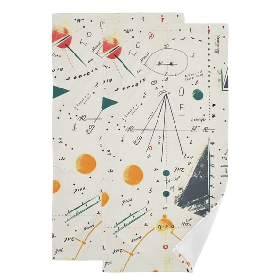 Mathematic and Geometric Shapes with Formulas Hand Towel Absorbent Bath Towels for Bathroom Sports Gym 28" x 14" Set of 2