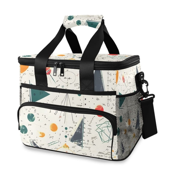 Mathematic and Geometric Shapes with Formulas Portable Cooler Lunch Box Reusable Insulated Lunch Bag Leakproof 15L