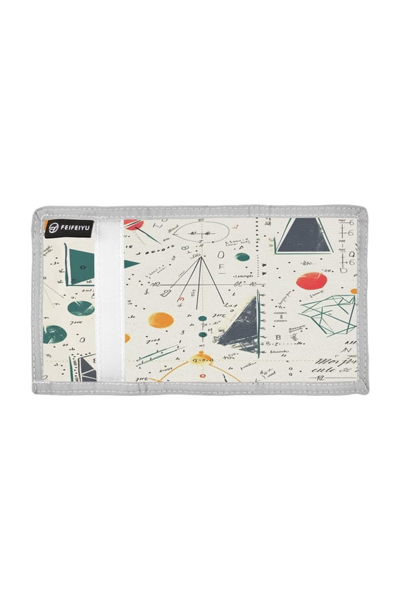 Mathematic and Geometric Shapes with Formulas Trifold Wallets Card Holders Coin Pockets with Lanyards Portable Unisex
