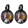 thumbnail image 1 of Mathematical Engineering 2Pcs PU Leather Round Luggage Tags with Privacy Cover and Name ID Tag for Suitcase, Handbags, Backpacks, School Bags, 1 of 6