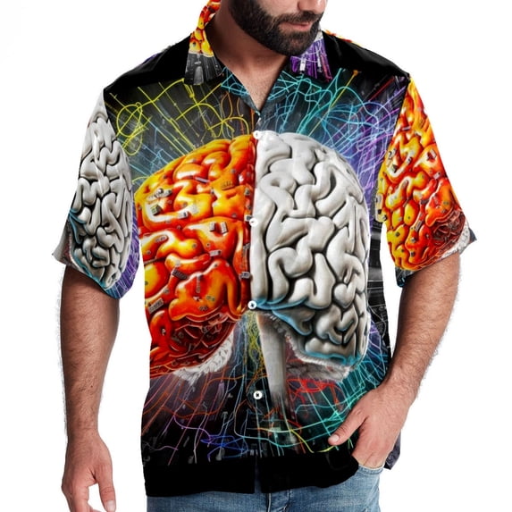 Mathematical Engineering Men's Hawaiian Poplin Casual Printed Button Down Short Summer Beach Shirts, Unisex
