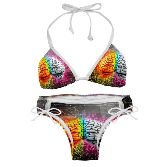 Mathematical Engineering Swimsuit Women Bikini Sets, Detachable Sponge Adjustable Strap Swim Suits, Two-Pack- Beachwear Pool Party Summer Vacation