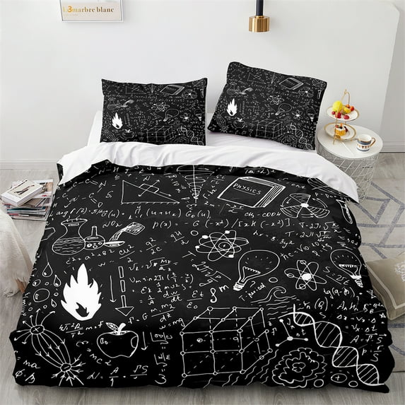 Mathematical Formula Duvet Cover Set King Full Size Polyester Bedding Set For Kids Teens Comforter