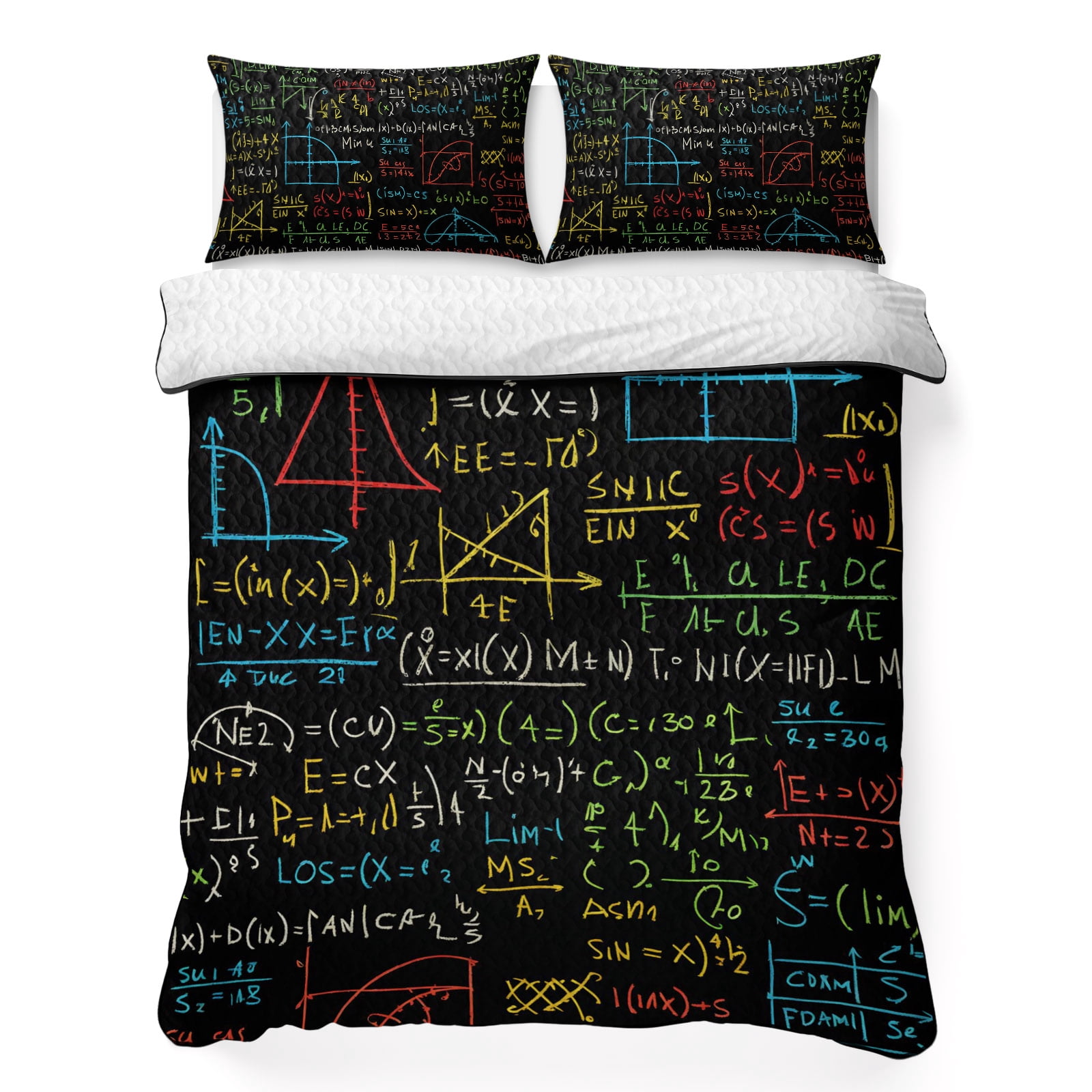 Mathematical Formulas Math Doodle Quilt Set for Queen Size, Lightweight ...