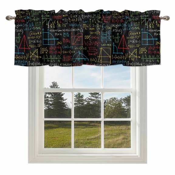 Mathematical Formulas Math Doodle Valances for Windows,Rod Pocket Valance for Kitchen Bedroom Bathroom Living Room, Cartoon Style Window Valance Curtain Farmhouse Home Decor Short Curtains 54x18in