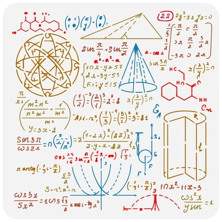 Mathematical Formulas Painting Stencil 11.8x11.8inch Reusable Math Pattern Painting Template DIY Math Example Diagram Decoration StencilDIY