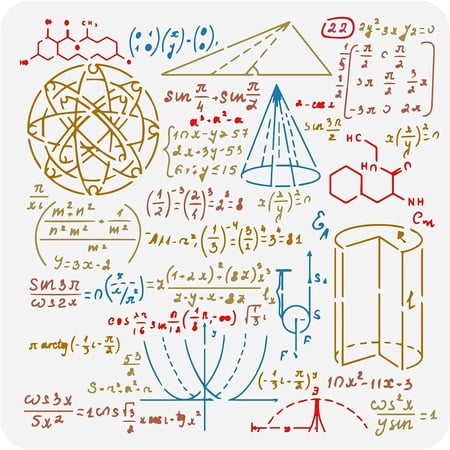 Mathematical Formulas Painting Stencil 11.8x11.8inch Reusable Math Pattern Painting Template DIY Math Example Diagram Decoration Stencil