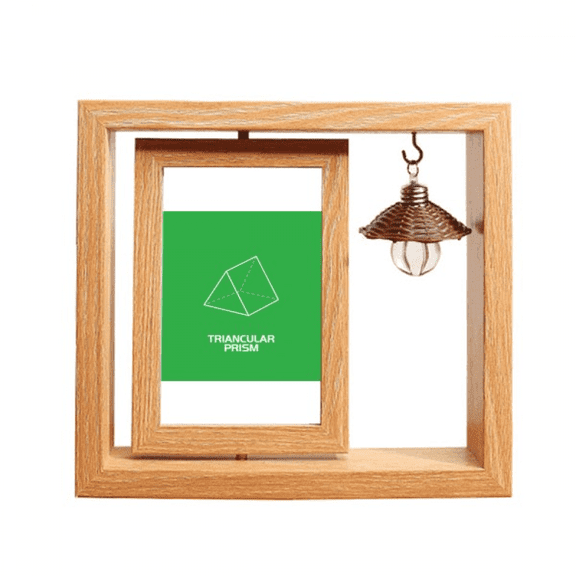 Mathematical Geometric Space Triprism Wooden Rotating Picture Photo Frame 4x6