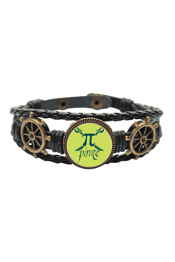 Mathematical Science Pirate Pi Leather Braided Ocean Bracelet Wristband