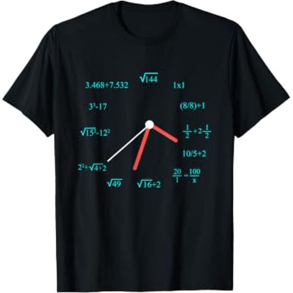 Mathematician Clock Math Graphic T-Shirt, Size S-5XL