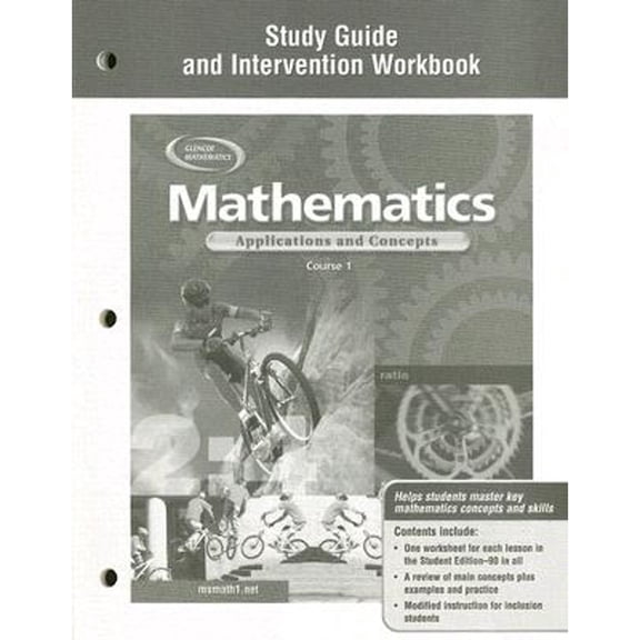 Pre-Owned Mathematics: Applications and Concepts, Course 1, Study Guide Intervention Workbook (Paperback 9780078600852) by McGraw Hill
