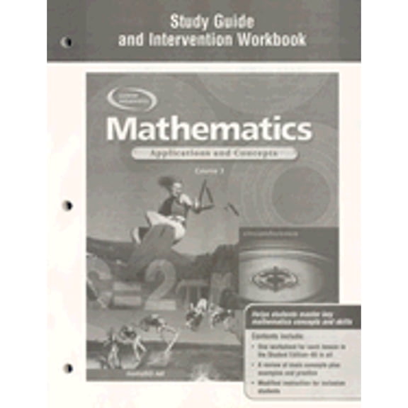 Pre-Owned Mathematics: Applications and Concepts, Course 3, Study Guide and Intervention Workbook (Paperback 9780078601620) by McGraw Hill