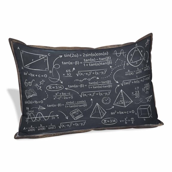 Mathematics Equations Pillow Covers 12"x20", Blackboard Math Numerical Geometric Soft Brushed Microfiber Breathable Throw Pillow Covers, Decorative Pillowcase with Zipper for Couch Sofa Bedroom