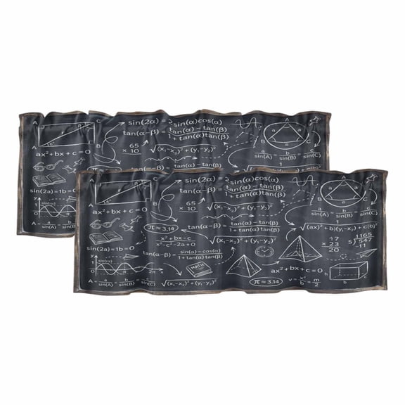 Mathematics Equations Valances for Windows, Decorative Rod Pocket Window Valance Curtains, Blackboard Math Numerical Geometric Short Curtain Drapes for Kitchen/Living Room, 2 Panels, 42" W x 12" L
